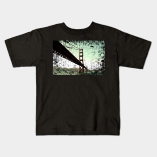 Vintage Green Golden Gate Bridge Kids T-Shirt